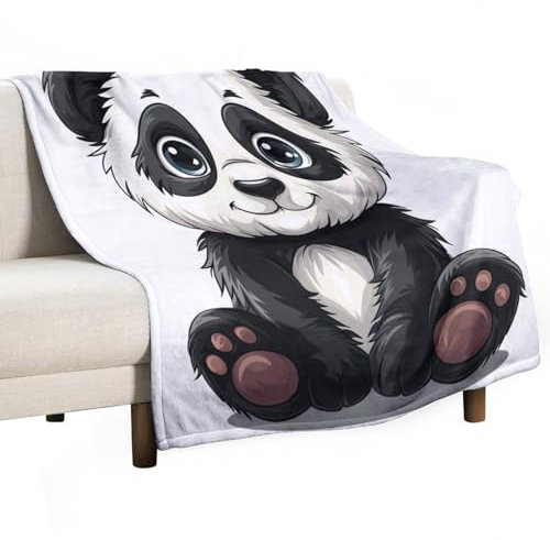 Kuscheldecke Kinder Panda Decke Tier Druck Muster Weiche Mikrofaser Flauschig Decke,Tolle Geschenke Für Panda Liebhaber (100x130cm)