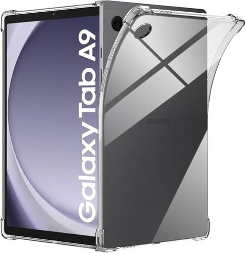 World biz Clear Case for Samsung Galaxy Tab A9 8.7-Inch 2023 (SM-X110/SM-X115/SM-X117), Flexible Transparent Soft Bumper TPU Reinforced Corner, Shockproof Cover
