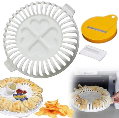 USRUTIUD Microwave Chip Maker,Crisp Chip Maker,Potato Chips Baking Tray,Chip Crisper Microwave Oven,DIY Baking Microwave Tasty Potato Chip Baker,Home Baking Gadget
