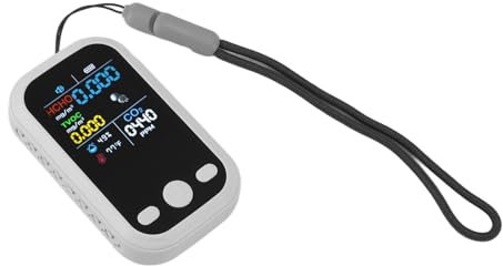 Smart 5 en 1 Monitor de Calidad del Aire Detector Interior para la Oficina en Casa, el Probador de CO2 de Gas Exacto y TVOC, USB Rescate Bar (Black) (White)