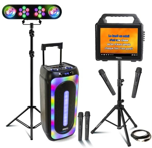 MOOVING LIGHT & SOUND MS-MAGIC-SOUND1000 - Altavoz portátil Bluetooth 1000 - 4 micrófonos - Portico luz