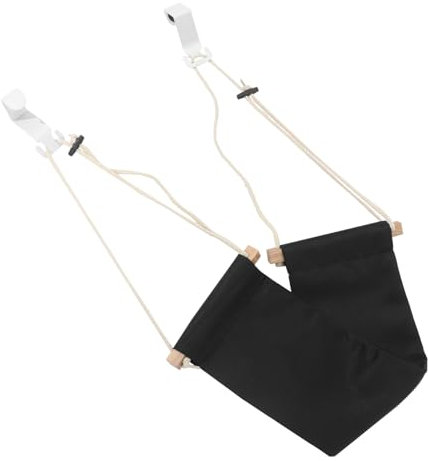 Housoutil Hamac Suspendu Pieds de Bureau Ergonomique en Polyester et Bois Repose-Pieds Pliable Bureau Maison Installation Facile