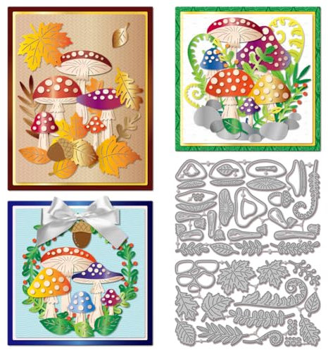 GLOBLELAND Pilz Stanzformen Für Bastelarbeiten Scrapbooking Metall Herbstblatt Stanzformen Farnblätter Blatt Stanzungen Für Kartenherstellung Prägung Fotoalbum Basteldekor
