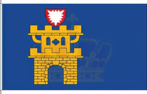 KÖNIGSBANNER Zertifizierte Flagge Fahne Oldenburg in Holstein - OH 30 x 45cm - Autoflagge doppelt gesäumt mit premium Halterung aus deutscher Flaggen-Manufaktur