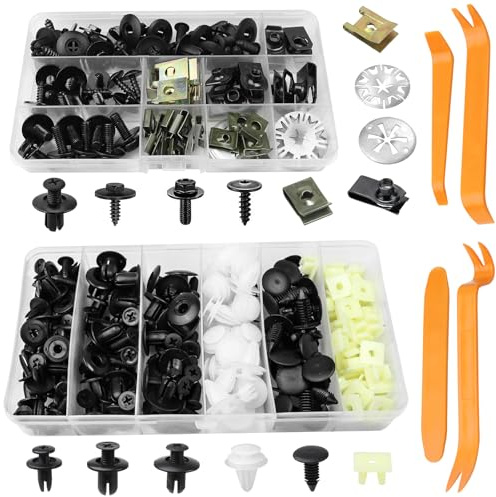 Set di 230 clip di fissaggio per auto, clip per carrozzeria, viti per carrozzeria, set di viti per carrozzeria, dadi in lamiera, set per dadi autofilettanti