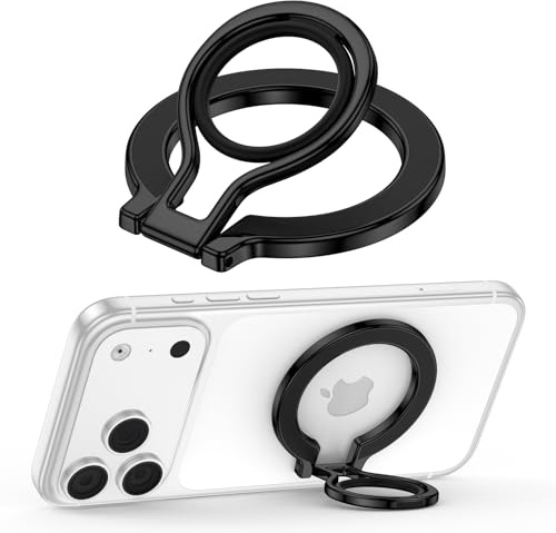 Magnetic Phone Grip for MagSafe iPhone 17 Grip Ring Stand Holder, Black