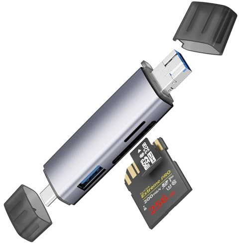Tobfit für SD Kartenleser,Dual Stecker USB 3.0 USB C Kartenlesegerät USB Speicherkartenleser Sd Karten Adapter für SD/MMC/Micro SD/TF/SDXC/SDHC/Micro SDHC/Micro SDXC,iPhone 16 Serie/Android/Windows