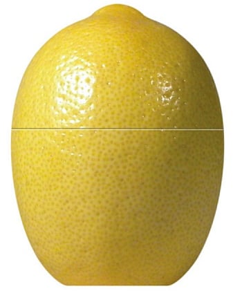Fackelmann Lemon Saver, Plastic Lemon Storage Pod, Food Container for Keeping Oranges & Citrus Fruit Fresh, Lime Keeper Display Box, Reusable Organiser for Refrigerator, 11x8x8cm, Yellow