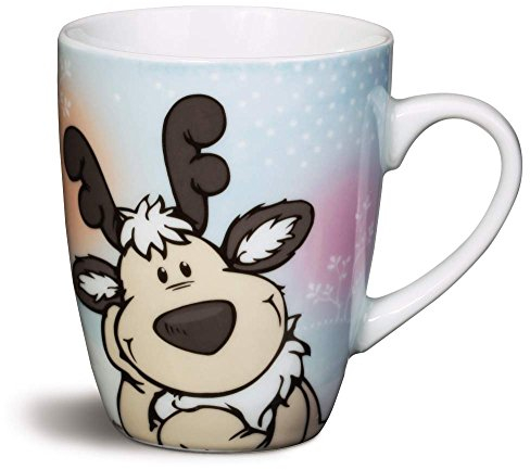 NICI 37991 Tasse Rentier und Schneeeule Durchmesser 8 x 10 cm Porzellan