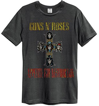 Amplified Men's Rock Band T-Shirt - Guns N Roses Appetite for Destruction (Grey) (S-XL) - Grey - Small