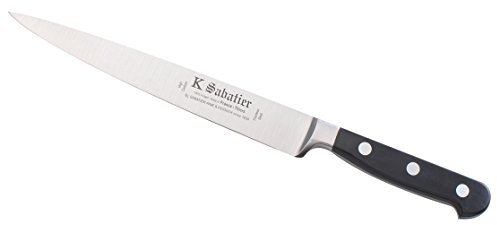 K SABATIER - Tranchelard 20 Cm Gamme Bellevue - Acier Inoxydable - Manche Noir - 100% Forge - Entièrement Fabrique en France