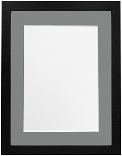 FRAMES BY POST 25mm Black Photo Picture Poster Frame with Dark Grey Mount 40 x 30 For Pic Size A1 (Plastic Glass)