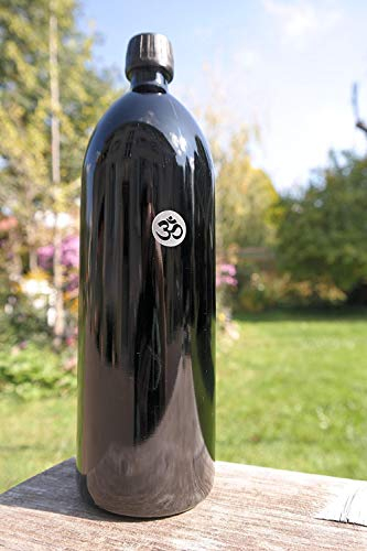 1 L Bouteille en verre miroir violet avec signe OM, yoga, protection contre la lumière, gravure, bouteille en verre, gourde