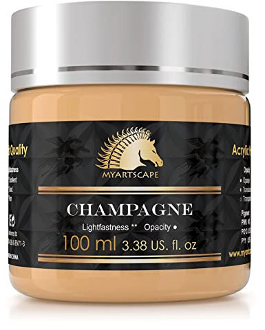 Myartscape Champagne Acrylic Paint - 100ml Bottle (3.38 fl oz) - Resealable Jar - Artist Quality - Lightfast - Heavy Body - Great Tinting Strength - Professional Painting Supplies