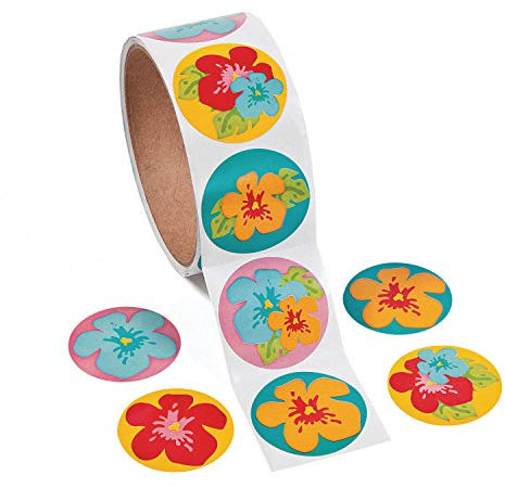 cama24com Hibiskus Blüten Blumen Aufkleber Sticker 100 Stück Mitgebsel Mottoparty mit Palandi® Sticker