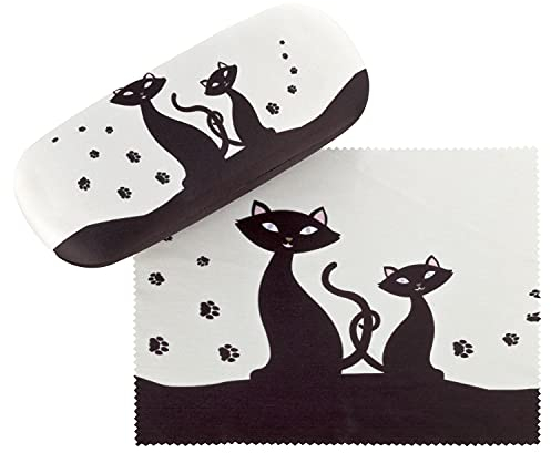 VON LILIENFELD Gatti Neri Portaocchiali Leggero Astuccio Occhiali Stabile Colorato Compatto Regalo Donna Motivo Arte