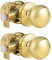 Probrico Polished Brass Passage Door Knobs, Stainless Steel Gold Round Door Knobs, Interior Door Knobs for Hall and Closet, 2 Pack