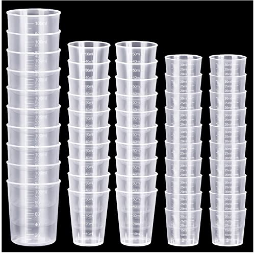 Kunststoff-Messbecher, Harzmischbecher, Epoxid-Mischbecher, Farbmischbecher, 30 ml, 50 ml, 100 ml, 50 Stück