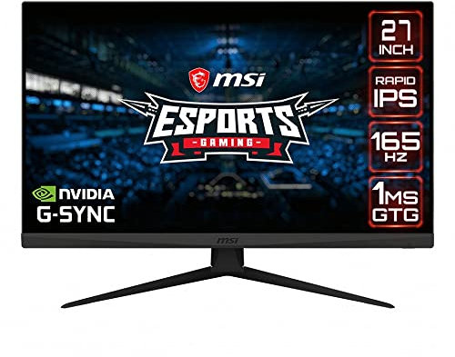 MSI Optix G273QF Esports Gaming IPS Monitor - 27 inch, 16:9 WQHD (2560x1440), Rapid IPS, 165Hz, 1ms GTG Response Time, G-SYNC Compatible, Less Blue Light, VESA Mounting, Display Port, HDMI, Black