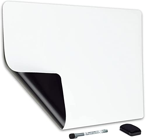 Brute Strength - Blankes magnetisches Whiteboard, magnetischer flexibler Wochenplaner mit trockenem Radiergummi, magnetische Memotafel für Kühlschrank und Familienessen (42 x 29 cm)