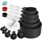 TILUCK Juego de tazas y cucharas medidoras, tazas y cucharas apilables, tazas medidoras anidadas con mango de acero inoxidable, utensilios de cocina para cocinar y hornear (negro)