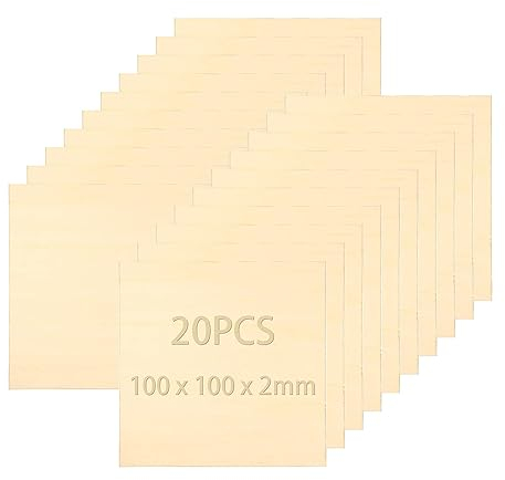 TAIANJI Balsa Holz Platten Sperrholz 100 x 100 x 2 mm Sperrholzplatte, 20 Stück Balsaholz Lindenholz Basteln Sperrholz, Laserprojekte Holzgravur DIY Modell Kunst Gemälde