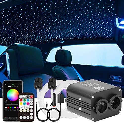CHINLY Sternenhimmel Auto Glasfaser Licht für Auto/Decke, 20W Twinkle 1000pcs*0.75mm*4m Bluetooth RGBW APP/Remote LED Fiber Optic Star Deckenleuchten Kit
