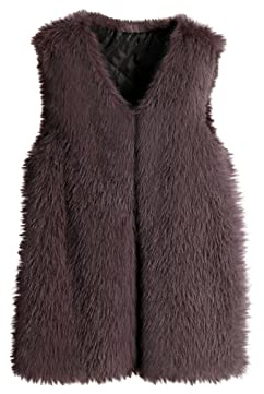 Women's Gilets and Body Warmer Plus Size Clearance Faux Fur Waistcoats Sale V Neck Sleeveless Fleece Jackets Warm Thick Solid Colour Vest for Winter XXXL