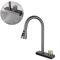 Grifo de cocina con rociador extraíble, de acero inoxidable, níquel cepillado, cascada, grifo de cascada, estilo granja, barra comercial, grifo de fregadero de cocina, color negro