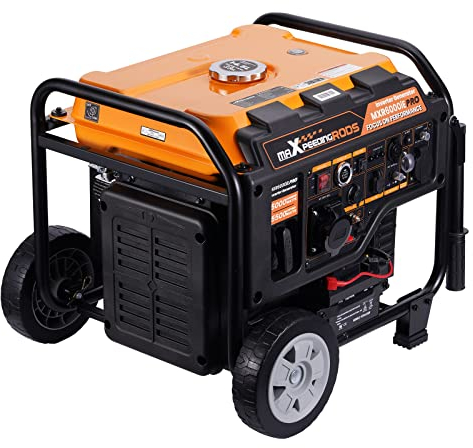 maXpeedingrods 5500W Inversor Generador con interfaz ATS, 4 Tiempos Estación de Energía con Paralelo, Generador de Gasolina con Salidas AC/DC/USB, 14.5L tanque con tiempo de Larga Duración