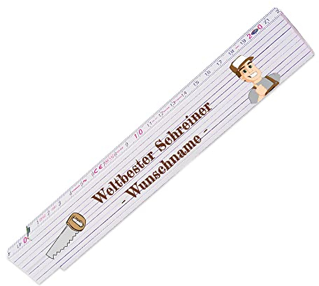 Zollstock – Weltbester Schreiner - personalisiert mit Namen - Glieder-Maßstab mit Wunsch-Namen - Meterstab individuell bedruckt