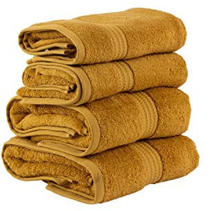 TRAMAS+ 4er-Set Premium Handtücher 700 g, 100% Baumwolle, 2 Handtücher 50x100 cm und 2 Badetücher 70x140 cm, extra weich, schnelltrocknend und sehr saugfähig - Gelb