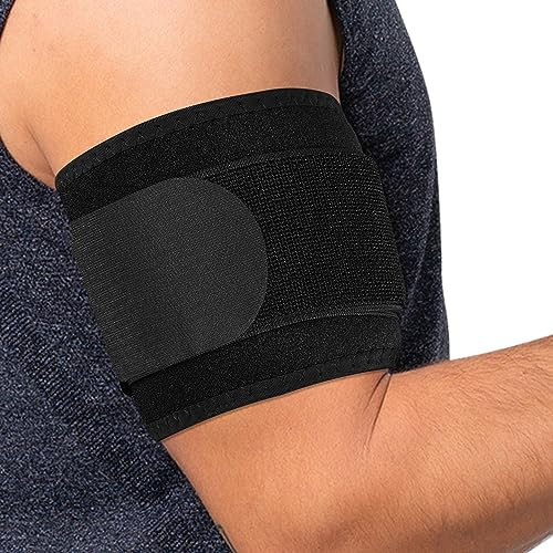 supregear Bracelet de Compression pour Tendinite et Triceps, Manchon de Compression pour Détresses Musculaires Soutien de Compression pour le Bras Supérieur (Noir, S/M)