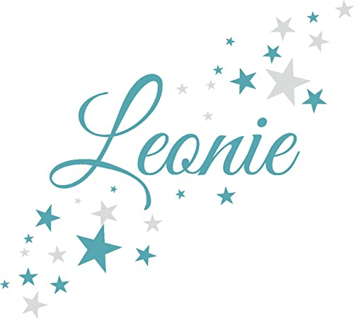 Skins4u Wandtattoo Kinderzimmer Wunsch Namen Sterne Punkte Set Punkte Türschild Baby Mädchen Junge personalisiert Wunschname Babyzimmer selbst gestalten individuell (Ohne Großbuchstaben)