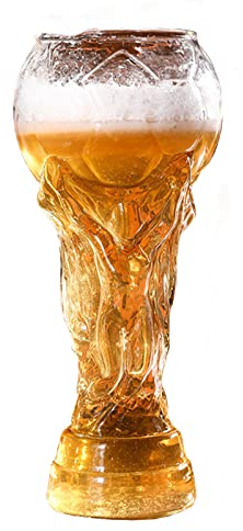 FIYSON Verre à Bière Football, Verre à Bière la Coupe du Monde, Verre à Bière en Forme Trophée la Coupe du Monde Football, Convient pour les Fêtes Famille et les Soirées Football (800ML)