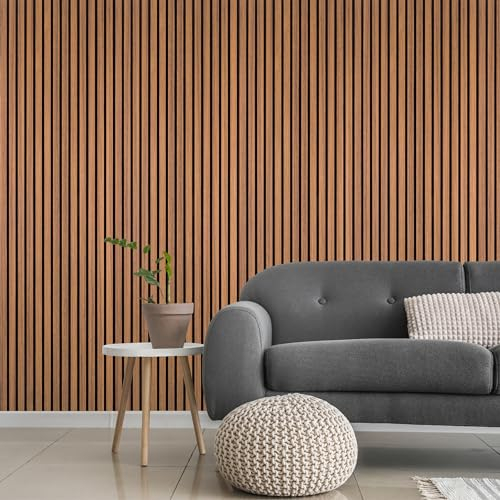 DecorAndDecor Acoustic Slat Wood Wall Panel and Ceiling Panelling Decorative 3D MDF 120 x 60 Walnut