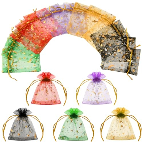 Abeillo Lot de 50 petits sacs en organza 7 x 9 cm Couleurs mélangées