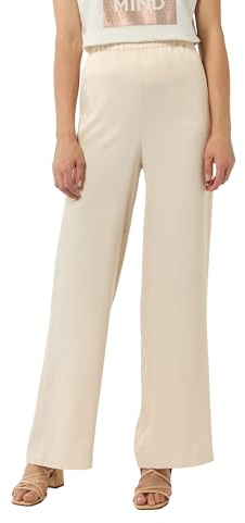 Comma Damen Hose Fließende Satin-Hose mit Weitem Bein und Elastischem Bund