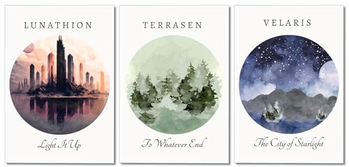 Xmyegeyeee Sarah J Maas Bücher Poster Kunstdruck, Sarah Maas Acotar, Halbmondstadt, Thron von Glas, Leinwandkunst, Fantasie-Bücher, Kunstwerk für Schlafzimmer, Bibliothek, 40,6 x 61 cm, ungerahmt