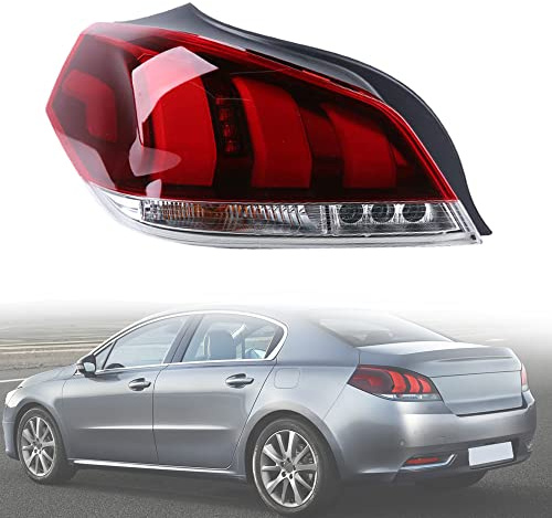 BYBEST Rücklicht Heckleuchte Rückleuchte für Peugeot 508 2015-2018, Auto Heckklappe Rückleuchten Linke Rechte Rücklichter, with Bulb Holder- Left