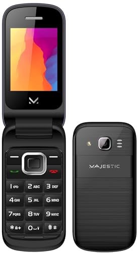 majestic LUCKY 95 – Telefono GSM DUAL SIM a flip, display a colori 2.4”, fotocamera, riproduzione files multimediali, Wireless audio, Nero
