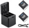 Oyomba Hero 12 batteria 1800mAh Completamente compatibile con gopro Hero 12 Black Hero 11/10/9 Black （Batteria 2-pack，caricabatteria a 3 canali，Tipo-C Carica veloce）