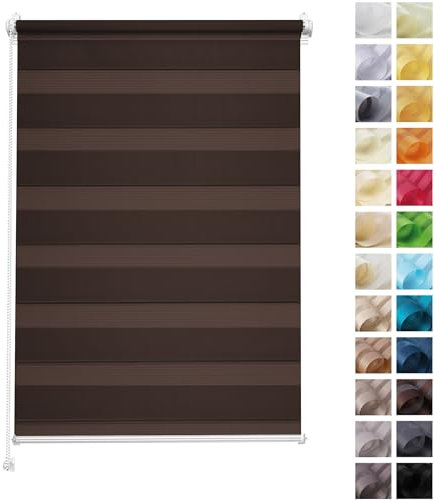 Rettika Doppelrollo ohne Bohren, klemmfix - Braun, Breite: 140cm, Höhe 150 - Rollos für Fenster ohne Bohren, Fenster rollos für innen, Duo Rollo