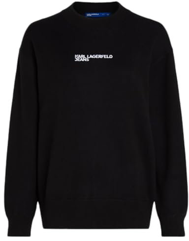 KARL LAGERFELD JEANS, Damen, Strickpullover Mit Logo, Relaxed Fit, Schwarz, L