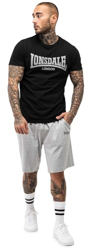 Lonsdale Herren T-Shirt & Shorts Set normale Passform MOY L, Black/Marl Grey