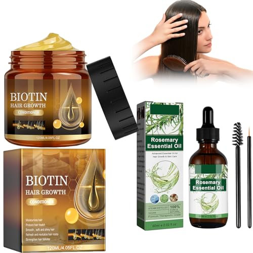Haarspülung, Biotin Conditioner, Spülung Für Dickes Haar, Ätherisches Rosmarinöl, Rosmarinöl Haare, Kräftigende Spülung, Reparieren Sie Geschädigtes Haar Und Stärken Sie Das Haar (120ml+60ml)