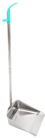 Beaupretty Pala Basura Stainless Steel cozinha recogedor con Mango Largo Bote Basura metalico contenedores Basura tacho Basura recogedor sin agacharse Limpieza recogedor Interior