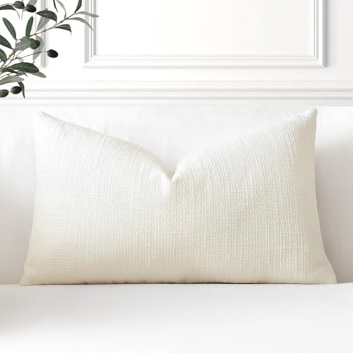 Artscope 1er Set Kissenbezug Einfarbig Wurfkissenbezug Leinen Kissenbezüge 30x50cm Moderne Dekokissen Kissenhülle Set Kissen Fall für Sofa Schlafzimmer Zuhause Dekor, Creme Weiß