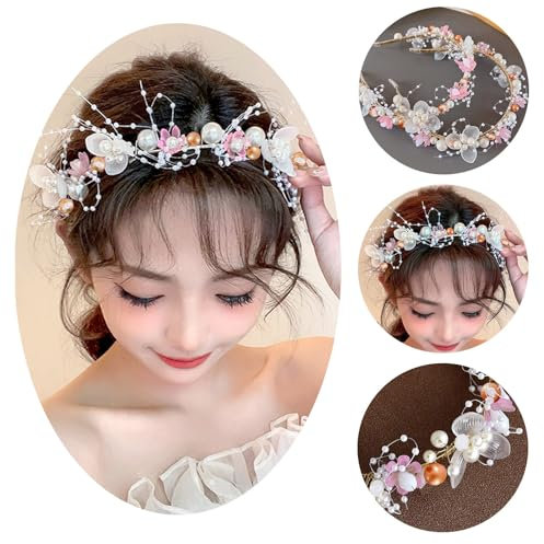 Fascia per capelli per matrimonio, comunione, corona di fiori, per capelli, per ragazze, spose, bambini, da donna, rosa