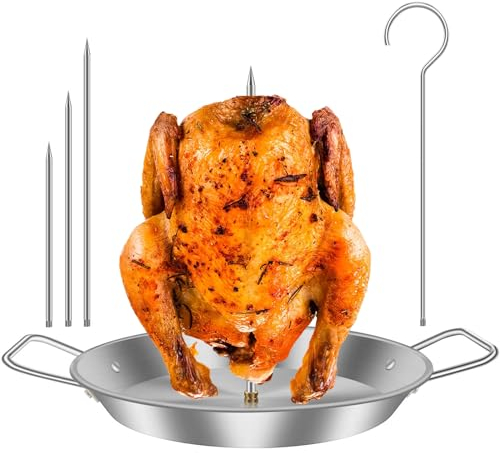 Vertical Meat Skewer Stainless Steel Vertical Skewer Grill Rack Stand with 3 Removable Sizes (8/10/12 Inch),Grill Rack Stand for Whole Chicken Fish Sausage Steak